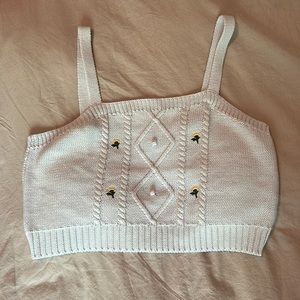 Light blue knit crop top.